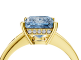 Yellow gold Fancy Blue Princess  Solitaire Pavé Band Prong Setting Ring_23
