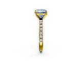 Yellow gold Fancy Blue Princess  Solitaire Pavé Band with Four-Prong Setting_146