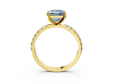 Yellow gold Fancy Blue Princess  Solitaire Pavé Band with Four-Prong Setting_147