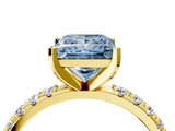 Yellow gold Fancy Blue Princess  Solitaire Pavé Band with Four-Prong Setting_148