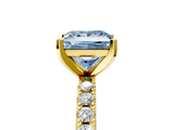 Yellow gold Fancy Blue Princess  Solitaire Pavé Band with Four-Prong Setting_149