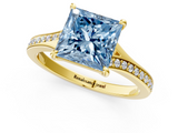 Yellow gold Fancy Blue Princess  Solitaire Pavé Band with Four-Prong Setting_29