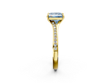 Yellow gold Fancy Blue Princess  Solitaire Pavé Band with Four-Prong Setting_30