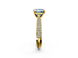 Yellow gold Fancy Blue Princess  Solitaire Pavé Diamond Engagement Ring with Four-Prong Setting_157