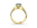 Yellow gold Fancy Blue Princess  Solitaire Pavé Diamond Engagement Ring with Four-Prong Setting_158