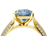 Yellow gold Fancy Blue Princess  Solitaire Pavé Diamond Engagement Ring with Four-Prong Setting_159