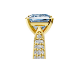Yellow gold Fancy Blue Princess  Solitaire Pavé Diamond Engagement Ring with Four-Prong Setting_160