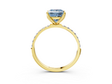 Yellow gold Fancy Blue Princess  Solitaire Pavé Diamond Engagement Ring with Four-Prong Setting_45