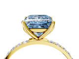 Yellow gold Fancy Blue Princess  Solitaire Pavé Diamond Engagement Ring with Four-Prong Setting_46
