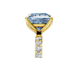 Yellow gold Fancy Blue Princess  Solitaire Pavé Diamond Engagement Ring with Four-Prong Setting_47