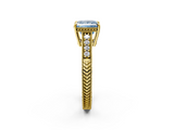 Yellow gold Fancy Blue Princess  Solitaire Pavé Diamond Milgrain Engagement Ring with Four-Prong Setting_5