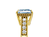 Yellow gold Fancy Blue Princess  Solitaire Pavé Diamond Milgrain Engagement Ring with Four-Prong Setting_8