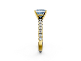Yellow gold Fancy Blue Princess  Solitaire Pave Diamond Engagement Ring with Four-Prong Setting_244