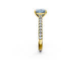 Yellow gold Fancy Blue Princess  Solitaire Pave Diamond Engagement Ring with Prong Setting_22