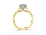 Yellow gold Fancy Blue Princess  Solitaire Pave Diamond Engagement Ring with Prong Setting_23