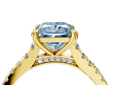 Yellow gold Fancy Blue Princess  Solitaire Pave Diamond Engagement Ring with Prong Setting_24