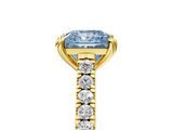 Yellow gold Fancy Blue Princess  Solitaire Pave Diamond Engagement Ring with Prong Setting_25