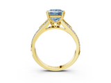 Yellow gold Fancy Blue Princess  Solitaire Pave Split Shank Engagement Ring with Six-Prong Setting_39
