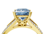Yellow gold Fancy Blue Princess  Solitaire Pave Split Shank Engagement Ring with Six-Prong Setting_40
