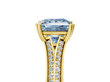 Yellow gold Fancy Blue Princess  Solitaire Pave Split Shank Engagement Ring with Six-Prong Setting_41