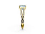 Yellow gold Fancy Blue Princess  Solitaire Split Shank Pavé Diamond Engagement Ring_379