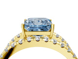 Yellow gold Fancy Blue Princess  Solitaire Split Shank Pave Diamond Ring_53