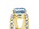 Yellow gold Fancy Blue Princess  Solitaire Split Shank Pave Diamond Ring_54
