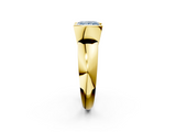 Yellow gold Fancy Blue Princess  Solitaire Tension Set Diamond Ring with Wide Band_17