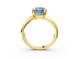 Yellow gold Fancy Blue Princess  Solitaire Tension Set Diamond Ring with Wide Band_18