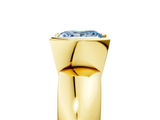 Yellow gold Fancy Blue Princess  Solitaire Tension Set Diamond Ring with Wide Band_20
