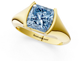 Yellow gold Fancy Blue Princess  Solitaire Tension Set Diamond Ring_21