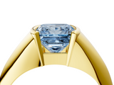 Yellow gold Fancy Blue Princess  Solitaire Tension Set Diamond Ring_24
