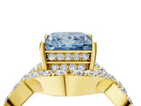 Yellow gold Fancy Blue Princess  Solitaire Twist Band Pavé Diamond Engagement Ring_88