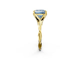 Yellow gold Fancy Blue Princess  Solitaire Twist Band Six-Prong Setting 2