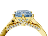 Yellow gold Fancy Blue Princess  Solitaire Twist Band Six-Prong Setting 4