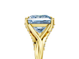 Yellow gold Fancy Blue Princess  Solitaire Twist Band Six-Prong Setting 5