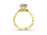 Yellow gold Fancy Blue Princess  Solitaire Twist Band with Leaf Prong Setting 4