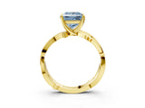 Yellow gold Fancy Blue Princess  Solitaire Twist Band with Pavé Accents and Four-Prong Setting_24