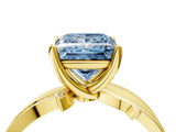 Yellow gold Fancy Blue Princess  Solitaire Twist Band with Pavé Accents and Four-Prong Setting_25