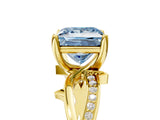 Yellow gold Fancy Blue Princess  Solitaire Twist Band with Pavé Accents and Four-Prong Setting_26