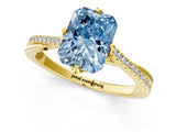 Yellow gold Fancy Blue Princess  Solitaire Twist Band with Pavé Diamonds and Four-Prong Setting_54