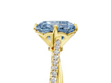Yellow gold Fancy Blue Princess  Solitaire Twist Band with Pavé Diamonds and Four-Prong Setting_58