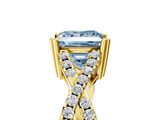 Yellow gold Fancy Blue Princess  Solitaire Twist Band with Pavé Setting and Four-Prong Setting_22