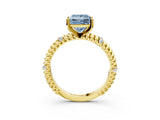Yellow gold Fancy Blue Princess  Solitaire Twisted Band Prong Set Engagement Ring_64