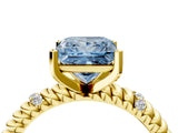 Yellow gold Fancy Blue Princess  Solitaire Twisted Band Prong Set Engagement Ring_65