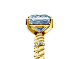 Yellow gold Fancy Blue Princess  Solitaire Twisted Band Prong Set Engagement Ring_66