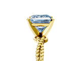 Yellow gold Fancy Blue Princess  Solitaire Twisted Band with Bead Prong Setting_313