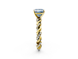 Yellow gold Fancy Blue Princess  Solitaire Twisted Band with Pavé Accents and Four-Prong Setting_5