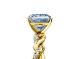 Yellow gold Fancy Blue Princess  Solitaire Twisted Band with Pavé Accents and Four-Prong Setting_8