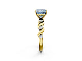 Yellow gold Fancy Blue Princess  Solitaire Twisted Band with Prong Setting 2